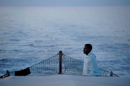 A migrant on board the ‘Open Arms’ rescue ship.
