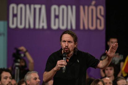 Unidas Podemos leader Pablo Iglesias at a campaign rally in A Coruña.