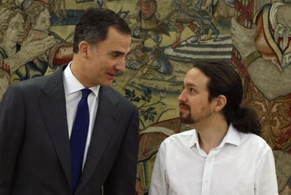 El Rey Felipe VI recibe al l&iacute;der de Podemos, Pablo Iglesias, este viernes.