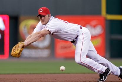 cincinnati Reds third baseman Scott Rolen fields a ball hit by the Arizona Diamondbacks in a baseball game Sept. 14, 2010, in Cincinnati. Rolen was elected to baseball's Hall of Fame, in voting announced Tuesday, Jan. 24, 2023.