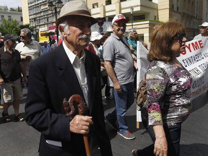 Pensioners in Greece protest against austerity cuts.