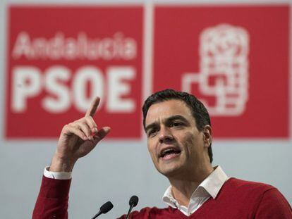 Socialist candidate Pedro Sánchez in Torremolinos (Málaga) on Thursday.