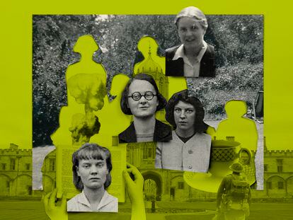 The Oxford Quartet. From left, Iris Murdoch, Mary Midgley, Philippa Foot and Elizabeth Anscombe (top)