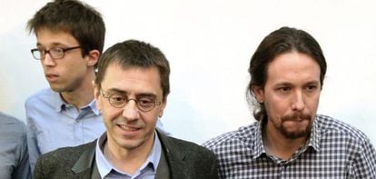 From left: Podemos leaders Íñigo Errejón, Juan Carlos Monedero and Pablo Iglesias.