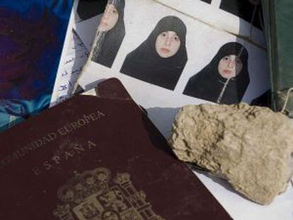 Raquel Burgos's passport and various photographs of the Spaniard found in Waziristan in 2009.