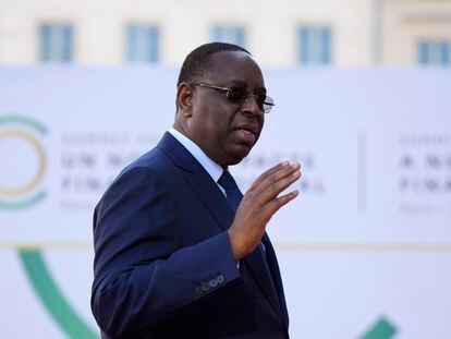 Senegal's President Macky Sall arrives for the closing session of the New Global Financial Pact Summit, Friday, June 23, 2023 in Paris.