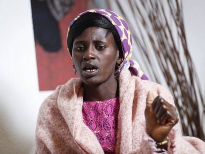 Rebeca Bitrus, who was held captive by Boko Haram for two years, in Madrid on Monday.