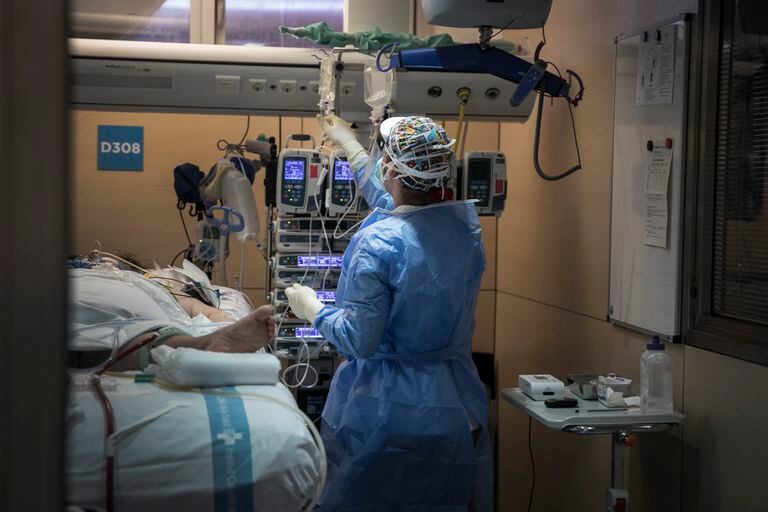 Unidad de cuidados intensivos del Hospital Val de Hebron de Barcelona a mediados de enero.