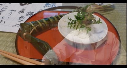 One of Mibu's dishes, superimposed on Ishida's image.