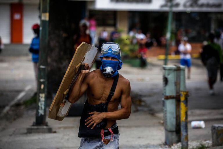 A young protester in Caracas on Sunday.