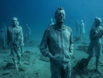 Some of the underwater sculptures created by Jason deCaires Taylor.