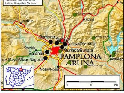 Map of the affected area near Pamplona.