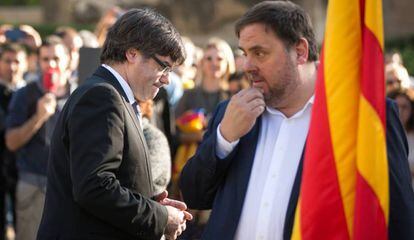 Carles Puigdemont and Oriol Junqueras, on October 15.