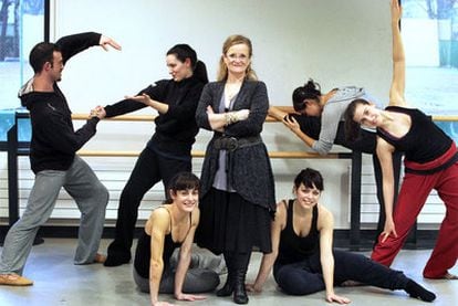 Virginia Valero, pictured with some of her students at her María de Ávila dance school.