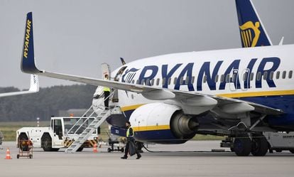 A Ryanair plane in Germany.