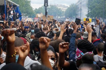 Thousands of people take part in a demonstration against police brutality and racism in Paris, France, on June 13, 2020