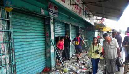 Looted stores in Valencia, Venezuela.