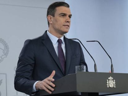 Spanish PM Pedro Sánchez during a press conference on Saturday.