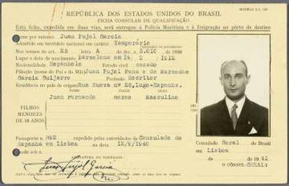 Juan Pujol’s ID card, released by the British National Archives.