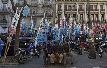 Protesters marching in Buenos Aires on Wednesday.