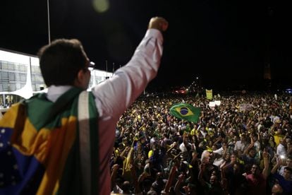 Marchers demonstratiing in Brasilia.