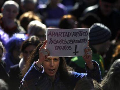 A protest against abortion reform in Madrid on March 13.