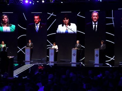 The candidates during the debate.