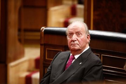 Spain's former monarch Juan Carlos I at the 40th anniversary of the Spanish Constitution, in 2018.