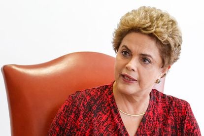 Dilma Rousseff during the meeting with foreign journalists in Brasilia.