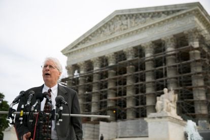 James Bopp Jr. in front of the Supreme Court building in 2003. 