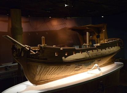 A model of the ‘Nuestra Señora de las Mercedes’ warship.