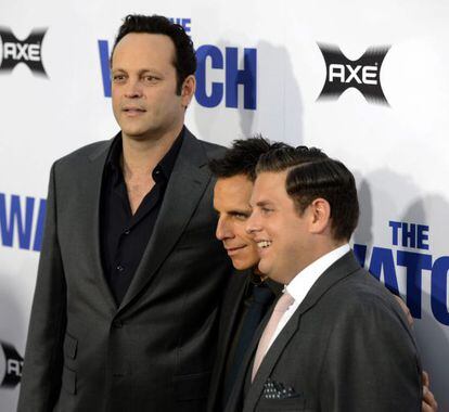 Vince Vaughn, Ben Stiller and Jonah Hill at the premiere of &#039;The Watch&#039;. 