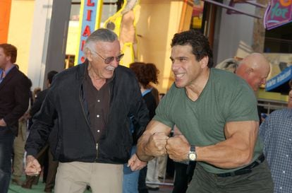Stan Lee and Lou Ferrigno at the 2008 premiere of the film 'The Incredible Hulk.'