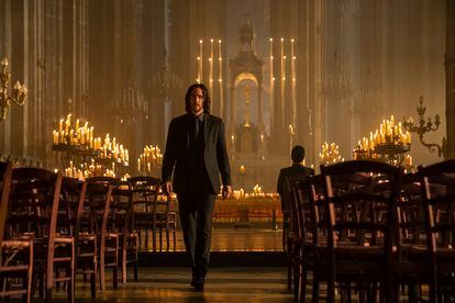 This image released by Lionsgate shows Keanu Reeves as John Wick in a scene from "John Wick 4."