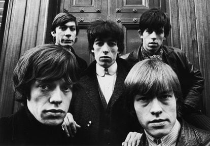 Mick Jagger, Charlie Watts, Bill Wyman, Keith Richards and Brian Jones at St. George's Church in Hanover Square, London, on January 17, 1964.
