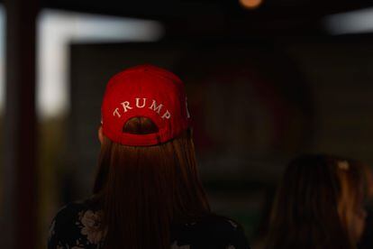 A Trump supporter waiting to take part in a Republican rally in McAllen, Texas, on October 10.