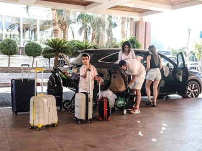 Israeli citizens displaced from areas near Gaza, staying in hotels in Eliat, a popular tourist destination in southern Israel.