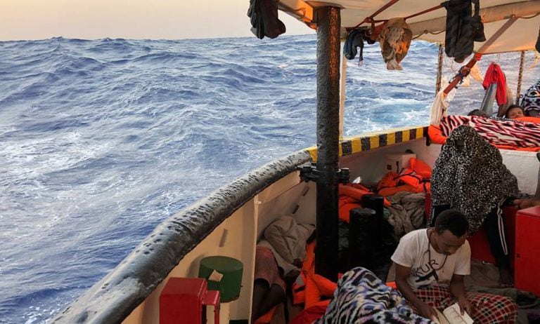 Migrants aboard the ‘Open Arms.’