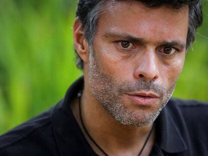 Leopoldo López during his interview with EFE in Caracas.
