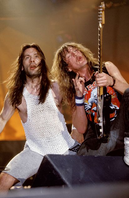 Janick Gers and Bruce Dickinson during the controversial 1993 tour. 