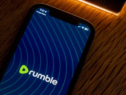 An iPhone displaying the logo for the Rumble app, Saturday, Sept. 23, 2023, in Washington.