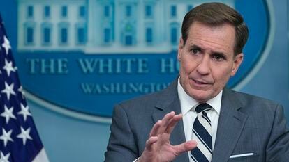 National Security Council spokesman John Kirby speaks during the daily briefing at the White House in Washington, on May 31, 2023.