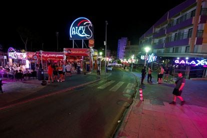 July 12: An empty street in Magaluf, Mallorca that would usually be buzzing with nightlife.