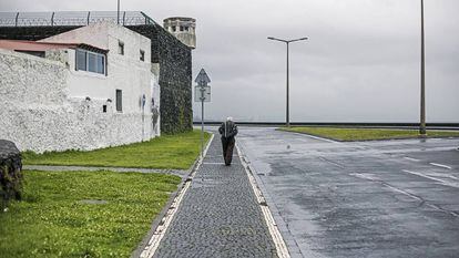 The Ponta Delgada jail where the only person to be arrested in this bizarre saga was held before he scaled the wall and fled on a Vespa.