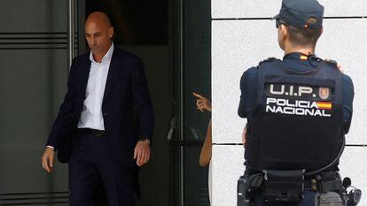 Former president of the Royal Spanish Football Federation Luis Rubiales is pictured after leaving court in Madrid, Spain, on Sept. 15, 2023.