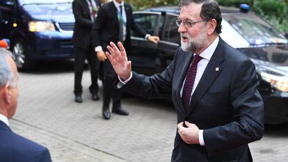 Prime Minister Mariano Rajoy arriving in Brussels today for an EU summit.