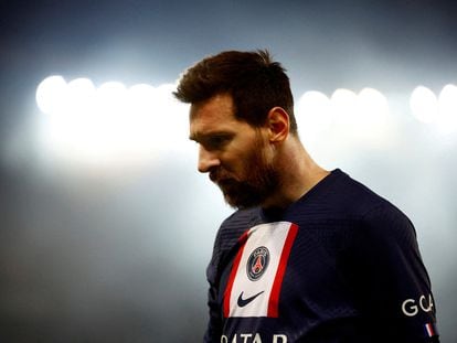 Lionel Messi, during PSG's loss against Bayern in the Champions League.