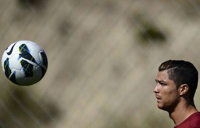 Cristiano Ronaldo in training with the Portuguese national squad.