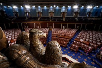 The chamber of the House of Representatives is seen at the Capitol in Washington, Monday, Feb. 28, 2022.