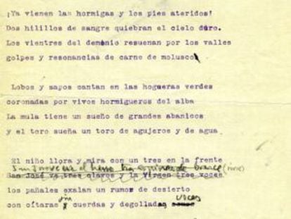 Handwritten notes made by Lorca.